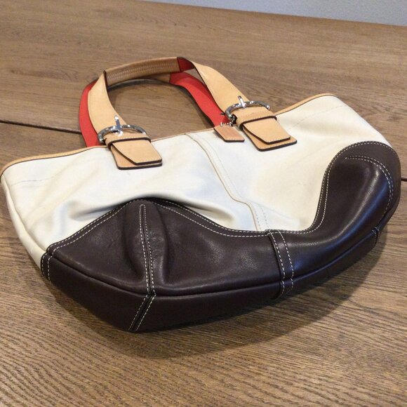 Coach brown leather and canvas bag - Picture 3 of 12